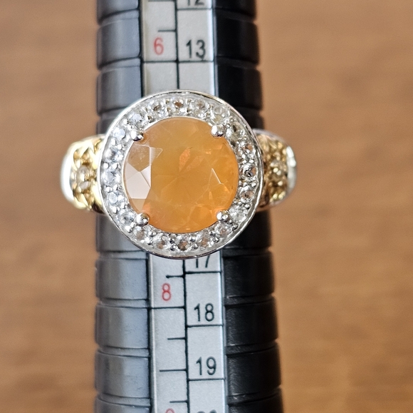 Victoria Wieck Fire Opal & White Topaz Ring Sterling Silver 14k Vermeil Size 7! - Picture 6 of 7